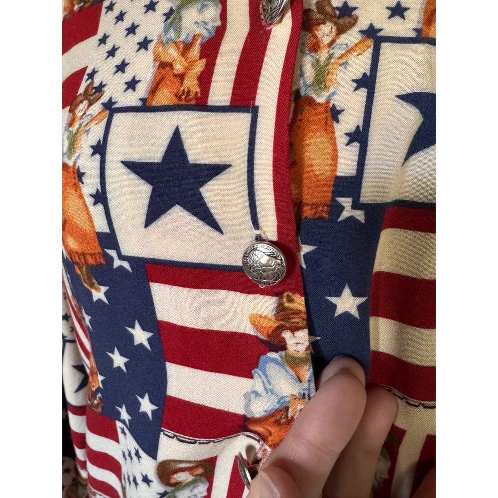 Dion of Texas Womens Cowgirl Americana Flag Print Western Button Down Shirt S - Picture 2 of 7